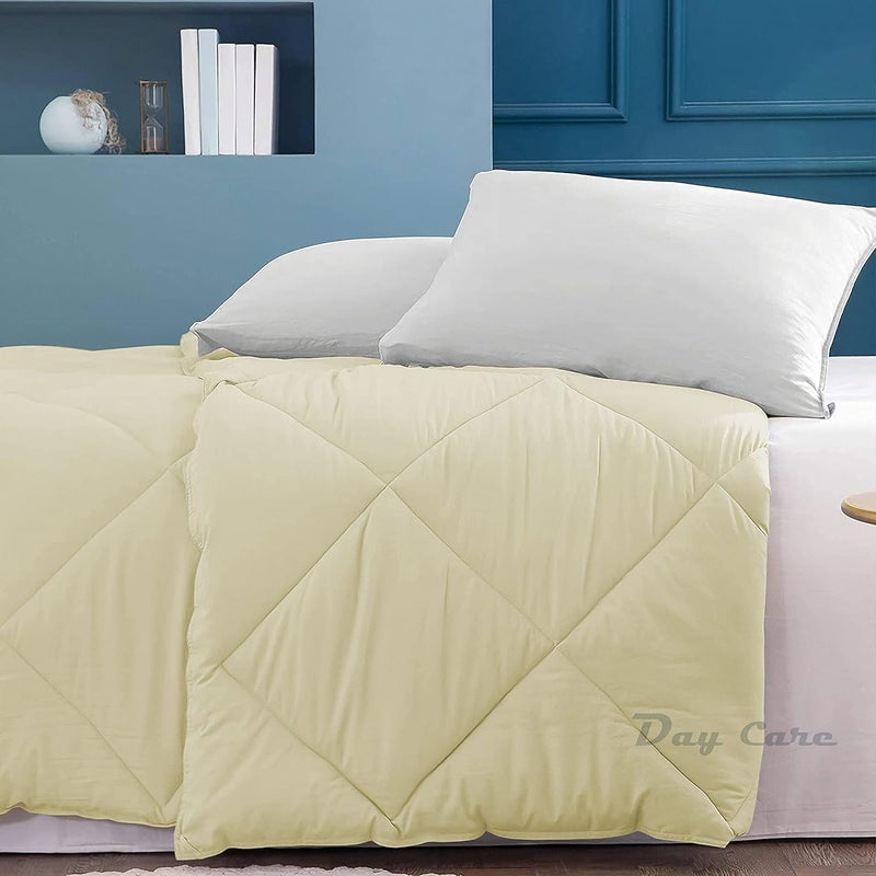 Day care Single Bed Comforter for Winter 500 GSM Diamond Stitch Microfiber Comforter 60 x 90 Inches152cm x 228cm Comforter for Single BedIvory - Image 2