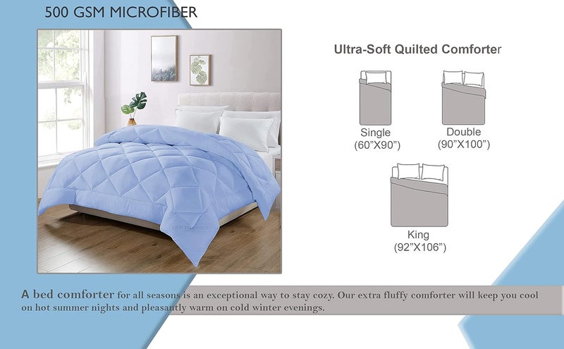 Day care Single Bed Comforter for Winter 500 GSM Diamond Stitch Microfiber Comforter 60 x 90 Inches152cm x 228cm Comforter for Single BedIvory - Image 3