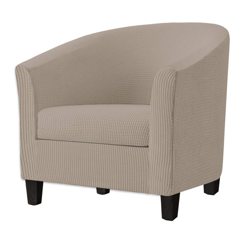 SHILV. HOME أغطية كراسي حوض شيلف هوم 2 قطعة مع غطاء وسادة قماش جاكار قابل للتمدد واقي كرسي بذراعين غطاء قابل للإزالة قابل للغسل في الغسالة لون جمل