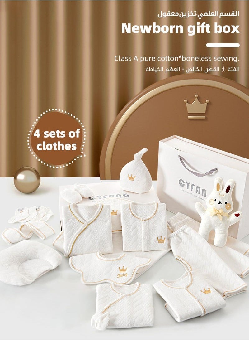 18PCS Newborn Baby Gift Set, Newborn Layette Gift Set for Boys and Girls, Babies Essential Clothes Accessories with Baby Blanket, 100% Premium Cotton, for Spring Summer Autumn Winter Four Seasons - Image 3