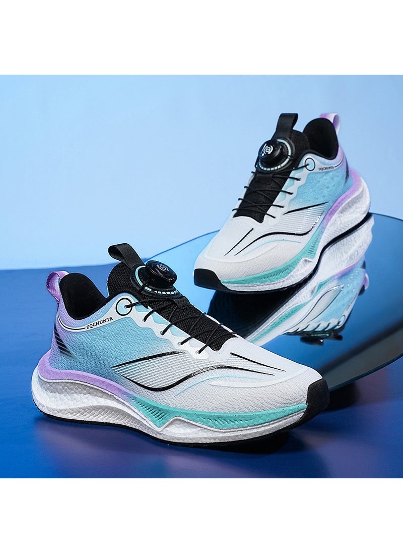 Generic - Mens Sneakers New Trendy 2024 Spring Glowing Running Shoes Couple Casual Soft Bottom Shock Absorption Rotating Buckle Running S White green - Image 1