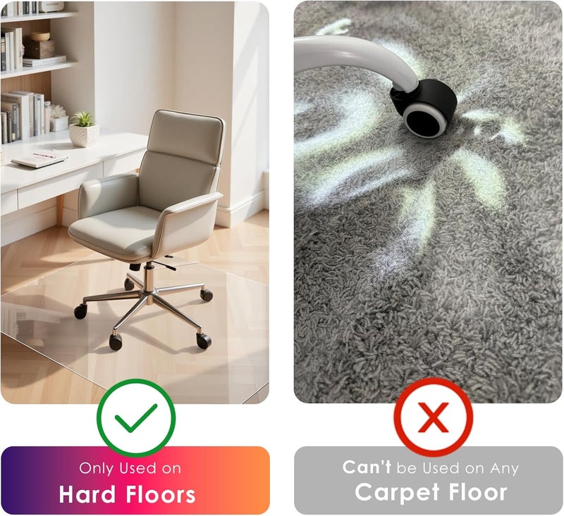 Kuyal Clear Chair mat for Hardwood Floor 36 x 55 inches Transparent Floor Mats Wood/Tile Protection Mat for Office & Home (36" X 55" Rectangle) - Image 2