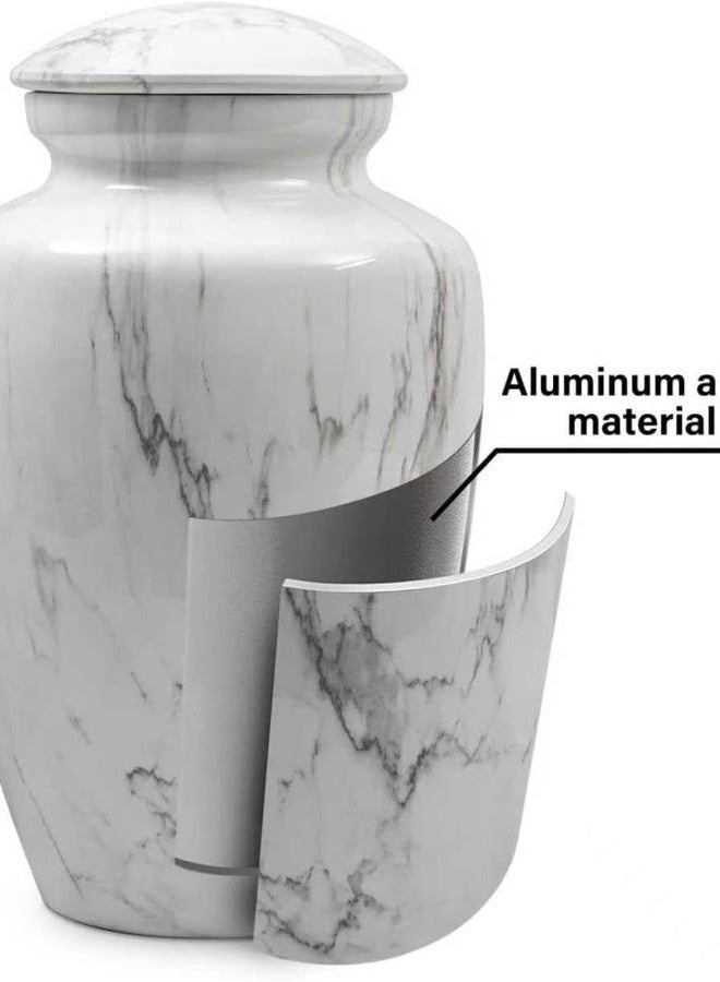 LINES ARTE Urn for Ashes Adult Male Female,Large Cremation Urn for Human Ashes Men and Women,Memorial Urn with White Marble Finish for Dad/Father/Grandpa/Brother(Includes Velvet Bag) - Image 4