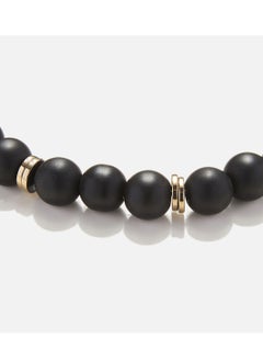 CHRYSOSTOMOS Handmade Beaded Bracelet for Men with Black Onyx, Wavy Hematite and Golden Elements  - Image 2