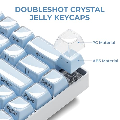 GMKWTL XVX Blue Keycaps, Crystal Jelly Keyboard Keycaps OEM Profile Side Printed Keycap Set Compatible with 61/68/84/87/98/100 ANSI Layout MX Switches Mechanical Keyboard - Image 4