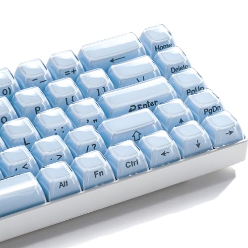 GMKWTL XVX Blue Keycaps, Crystal Jelly Keyboard Keycaps OEM Profile Side Printed Keycap Set Compatible with 61/68/84/87/98/100 ANSI Layout MX Switches Mechanical Keyboard - Image 1