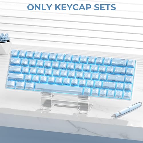 GMKWTL XVX Blue Keycaps, Crystal Jelly Keyboard Keycaps OEM Profile Side Printed Keycap Set Compatible with 61/68/84/87/98/100 ANSI Layout MX Switches Mechanical Keyboard - Image 2