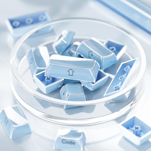 GMKWTL XVX Blue Keycaps, Crystal Jelly Keyboard Keycaps OEM Profile Side Printed Keycap Set Compatible with 61/68/84/87/98/100 ANSI Layout MX Switches Mechanical Keyboard - Image 3