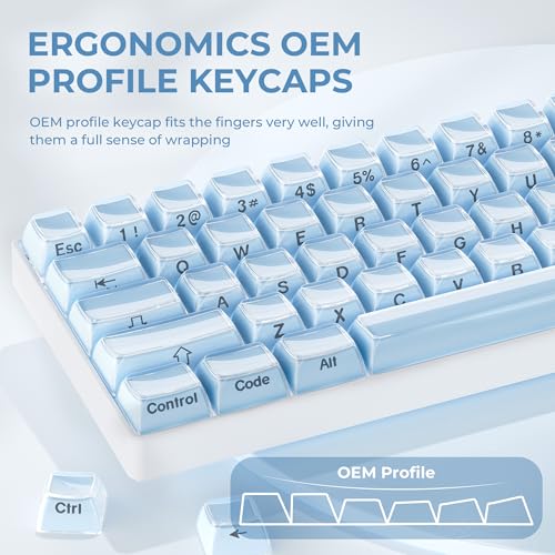 GMKWTL XVX Blue Keycaps, Crystal Jelly Keyboard Keycaps OEM Profile Side Printed Keycap Set Compatible with 61/68/84/87/98/100 ANSI Layout MX Switches Mechanical Keyboard - Image 5