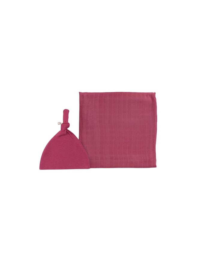 Anvi Baby Organic Bamboo Beanie and Swaddle Set  Purple Rain  - Image 1