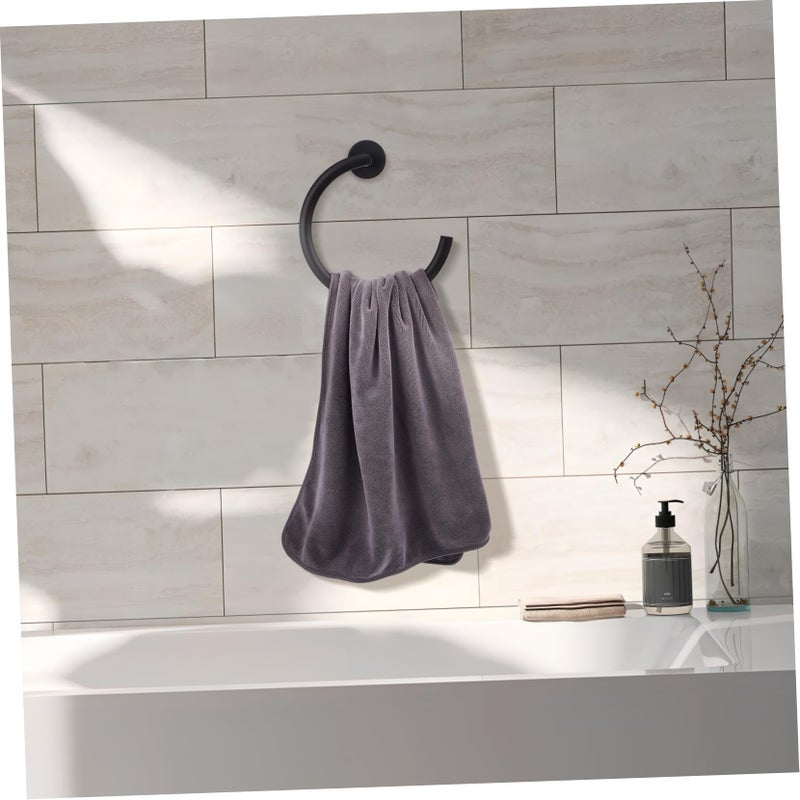 Black Stainless Steel Wall Mounted Towel Ring For Bathroom - Image 4