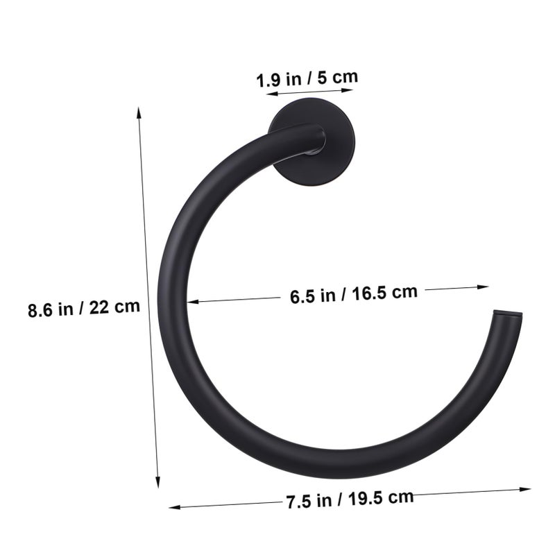 Black Stainless Steel Wall Mounted Towel Ring For Bathroom - Image 3
