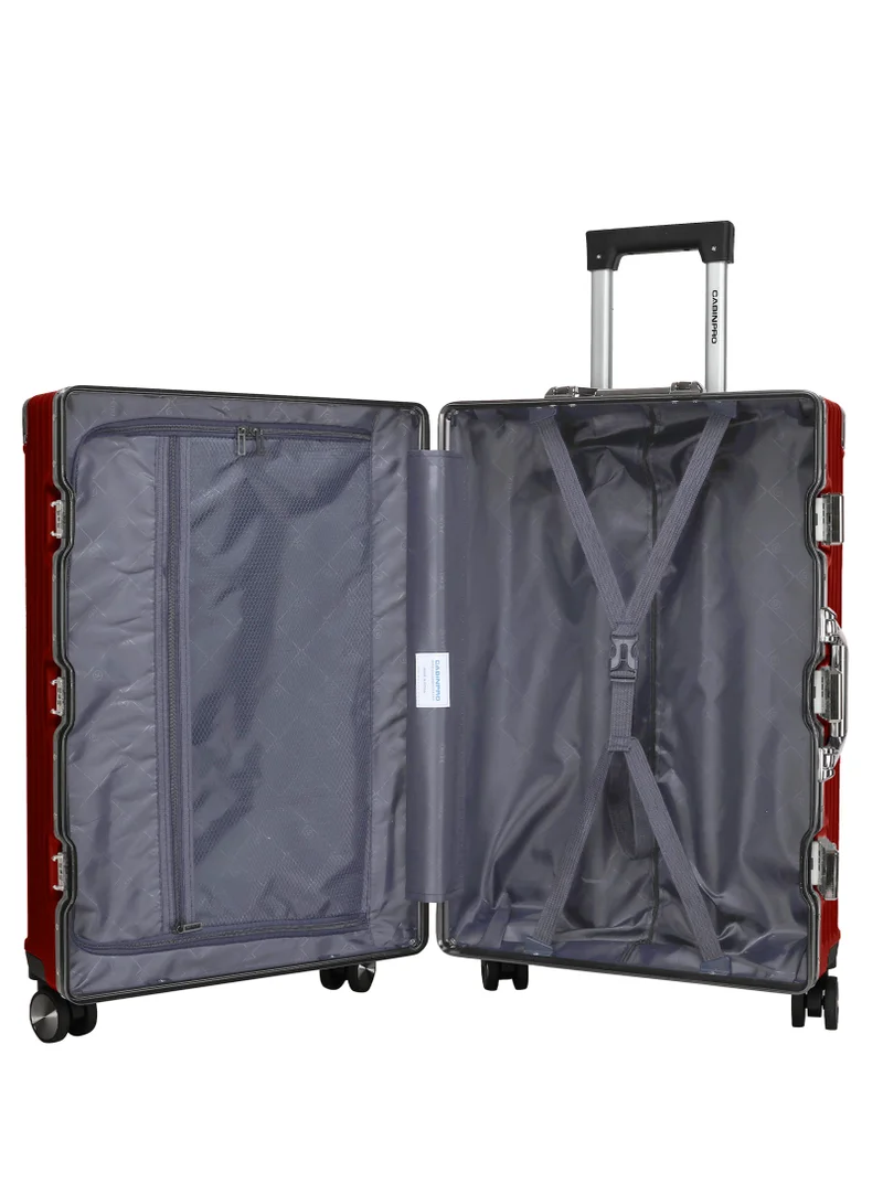 CABINPRO Lightweight Aluminum Frame Fashion Luggage Trolley Polycarbonate Hard Case Carry On Suitcase with 4 Quite 360 Degree Double Spinner Wheels CP001 Maroon