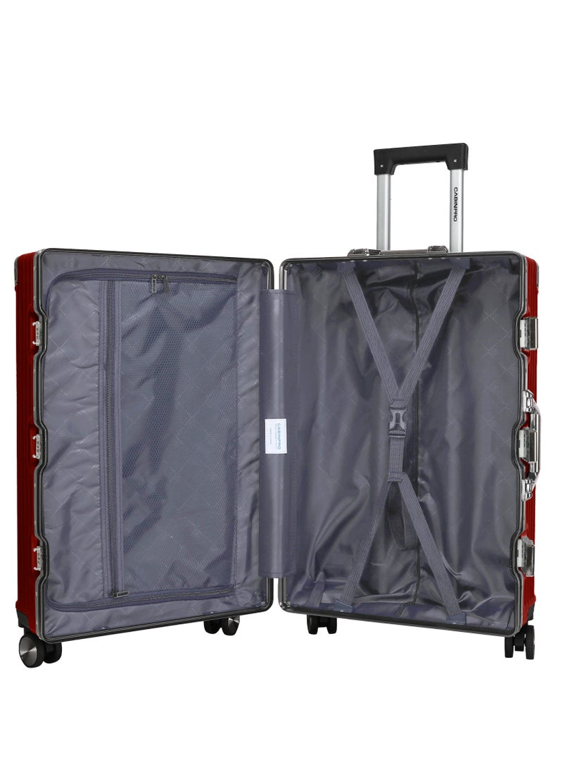 CABINPRO - Lightweight Aluminum Frame Fashion Luggage Trolley Polycarbonate Hard Case Carry On Suitcase with 4 Quite 360 Degree Double Spinner Wheels CP001 Maroon - Image 1