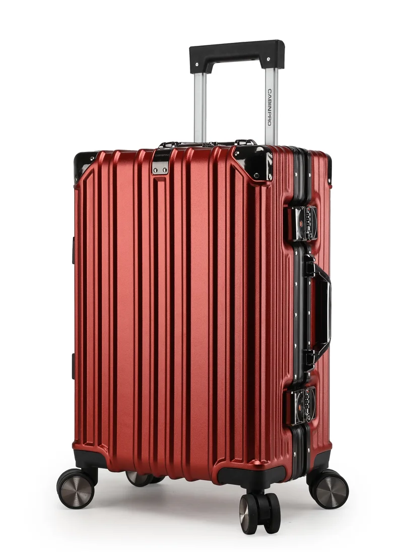 CABINPRO Lightweight Aluminum Frame Fashion Luggage Trolley Polycarbonate Hard Case Carry On Suitcase with 4 Quite 360 Degree Double Spinner Wheels CP001 Maroon