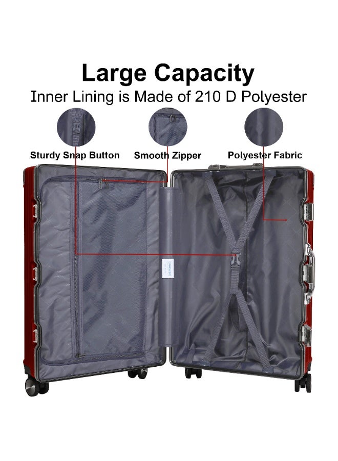 CABINPRO Lightweight Aluminum Frame Fashion Luggage Trolley Polycarbonate Hard Case Carry On Suitcase with 4 Quite 360 Degree Double Spinner Wheels CP001 Maroon - Image 5