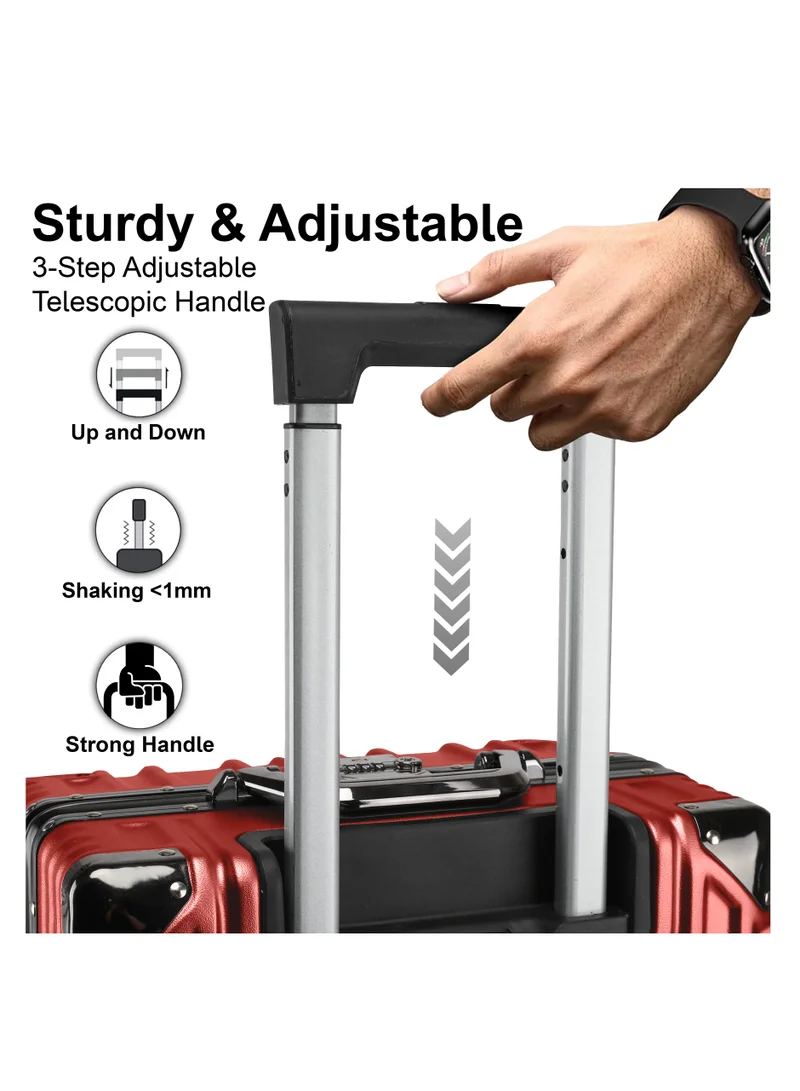 CABINPRO Maroon Lightweight Aluminum Frame Fashion Luggage Trolley Polycarbonate Hard Case Carry On Suitcase with 4 Quite 360 Degree Double Spinner Wheels CP001 Maroon  | Best Price UAE