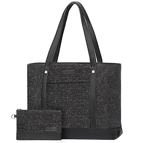 Bosidu Laptop Tote Bag for Women, Water Resistant Canvas Womens Work Tote Bag, Large Capacity Shoulder Bag Fits 15.6 inches Laptop (Dark Grey) - Image 1