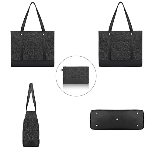 Bosidu Laptop Tote Bag for Women, Water Resistant Canvas Womens Work Tote Bag, Large Capacity Shoulder Bag Fits 15.6 inches Laptop (Dark Grey) - Image 5