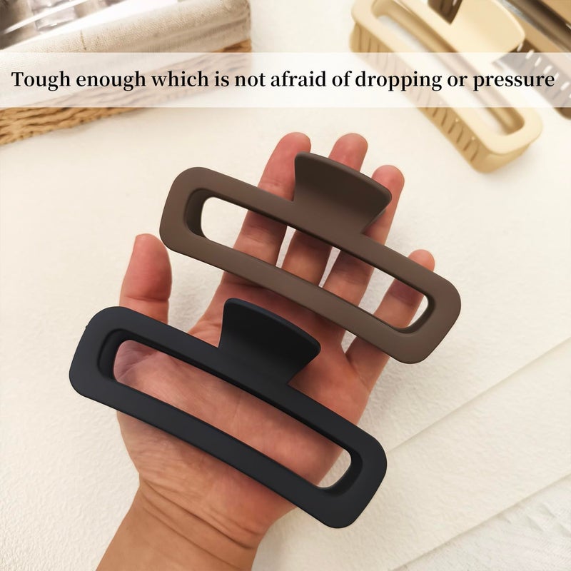 Nalodu 5 Inch Large Hair Claw Clips, No Slip Matte Square XL Hair Clips for Thick Long Curly Hair, Women's Big Rectangle Strong Clips, 4 Pack - Image 2