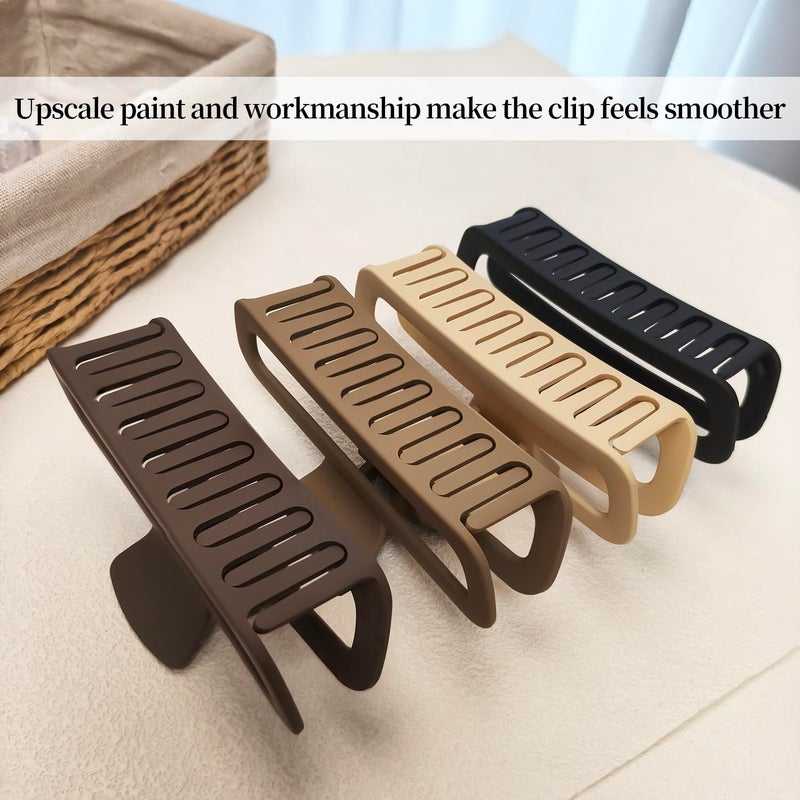 Nalodu 5 Inch Large Hair Claw Clips, No Slip Matte Square XL Hair Clips for Thick Long Curly Hair, Women's Big Rectangle Strong Clips, 4 Pack - Image 4