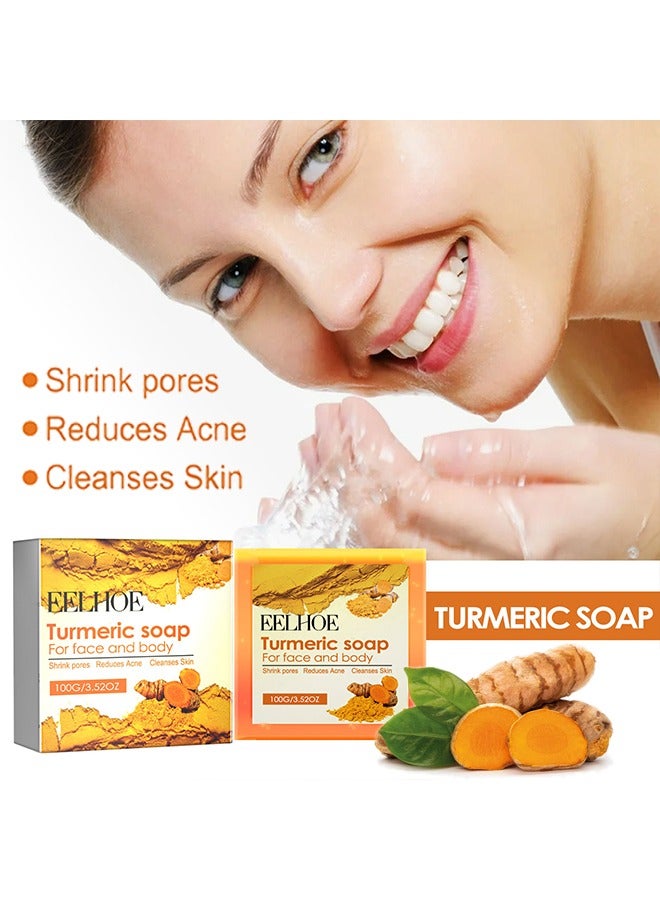 إيلهو صابون الكركم للوجه والجسم صابون الكركم المرطب للوجه والجسم ، بشرة ناعمة وأكثر نعومة تقلل التصبغات 100 جرام - Image 2