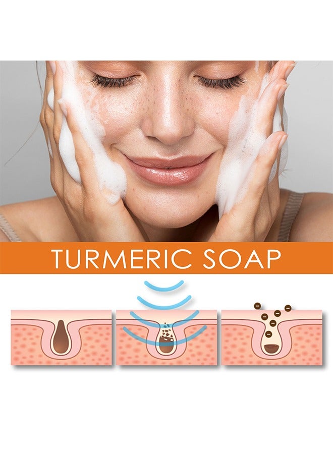 إيلهو صابون الكركم للوجه والجسم صابون الكركم المرطب للوجه والجسم ، بشرة ناعمة وأكثر نعومة تقلل التصبغات 100 جرام - Image 5