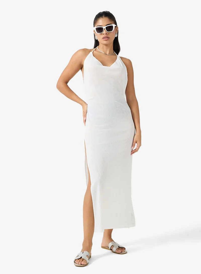 Ginger Halter Neck Sheer Beach Dress