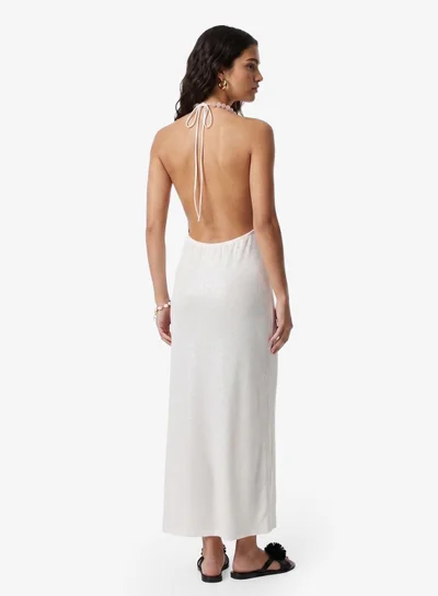 beach dress uae Brown Jacquard Plunge Maxi Beach Dress