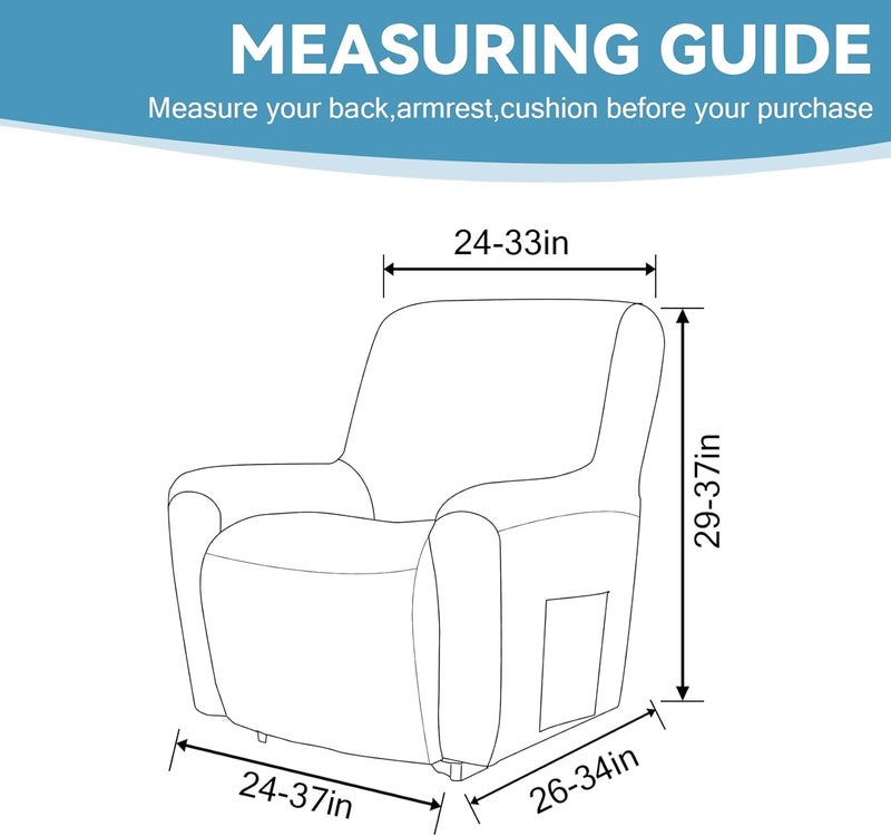 Cupuamon Recliner Chair Covers,Lazy Boy Recliner Covers Stretch Reclining Covers 1 Piece Furniture Protector with Elastic Bottom for Dog,Kids-Blue Mist - Image 2