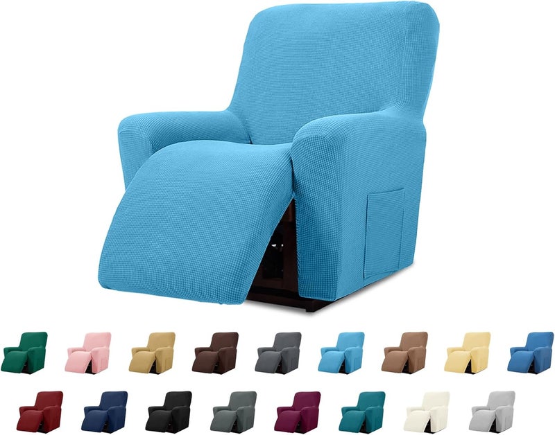 Cupuamon Recliner Chair Covers,Lazy Boy Recliner Covers Stretch Reclining Covers 1 Piece Furniture Protector with Elastic Bottom for Dog,Kids-Blue Mist - Image 1