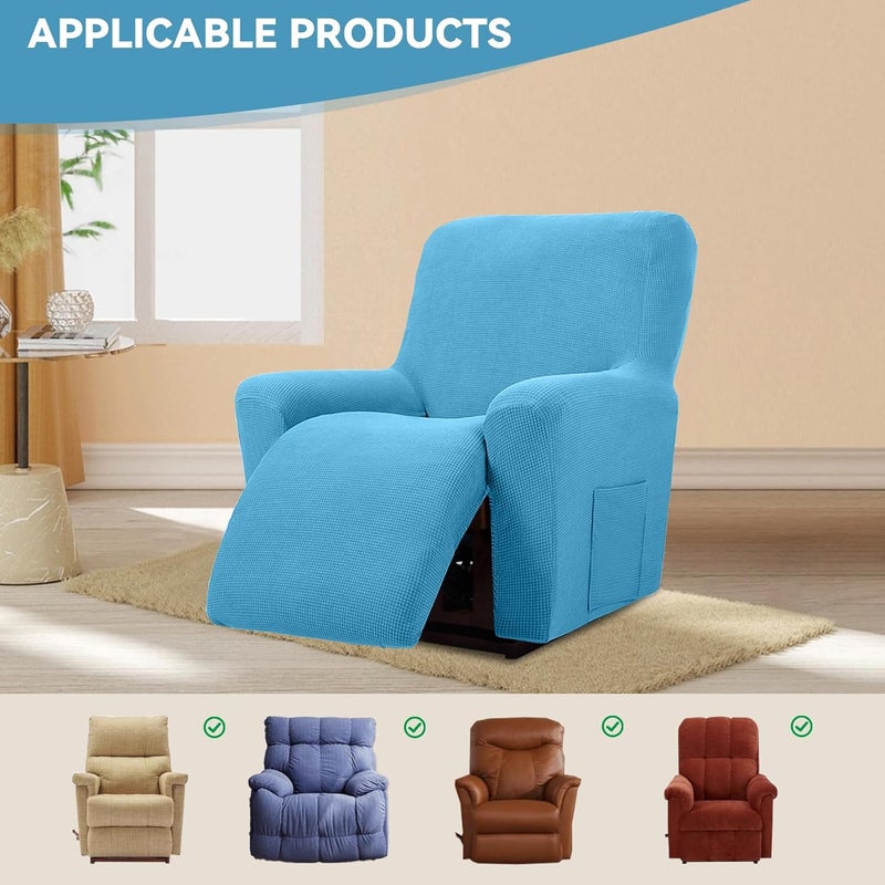 Cupuamon Recliner Chair Covers,Lazy Boy Recliner Covers Stretch Reclining Covers 1 Piece Furniture Protector with Elastic Bottom for Dog,Kids-Blue Mist - Image 5