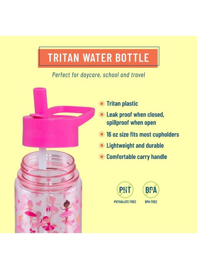 Wildkin Kids Reusable 16 Ounce Water Bottle For Boys And Girls Perfect For Daycare School Or Travel Features Straw Top And Carrying Handle Easy To Clean Water Bottles For Kids (Ballerina) - Image 5
