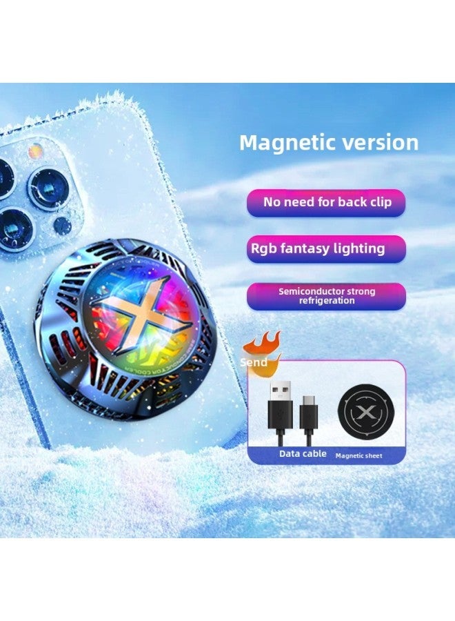 Cool G7 Mobile Phone Radiator Semiconductor Refrigeration RGB Lamp Magnetic Back Clip Game Live Cooling-Colour:G5 Version (rgb Light + Suction Air Cooling) Black - Image 1