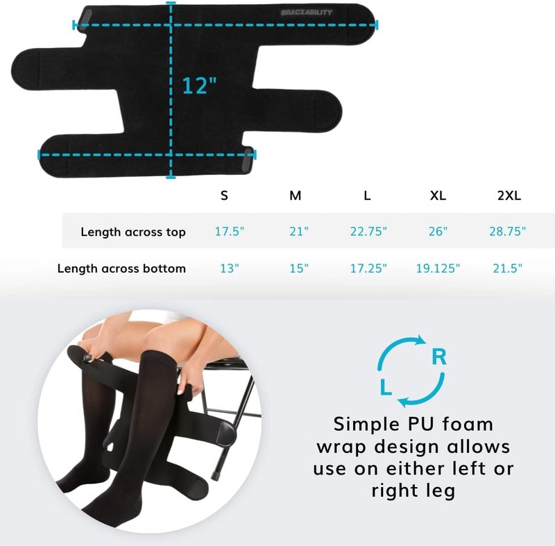 BraceAbility Lymphedema Leg Wrap  Swollen Calf Garment Brace for Lower Extremity Edema Swelling Lymphatic Drainage Water Retention Sleeve  2030 mmHg Medical Compression Socks Included L - Image 5