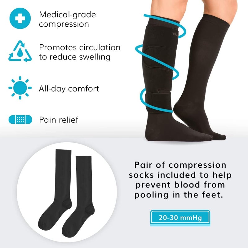 BraceAbility Lymphedema Leg Wrap  Swollen Calf Garment Brace for Lower Extremity Edema Swelling Lymphatic Drainage Water Retention Sleeve  2030 mmHg Medical Compression Socks Included L - Image 3