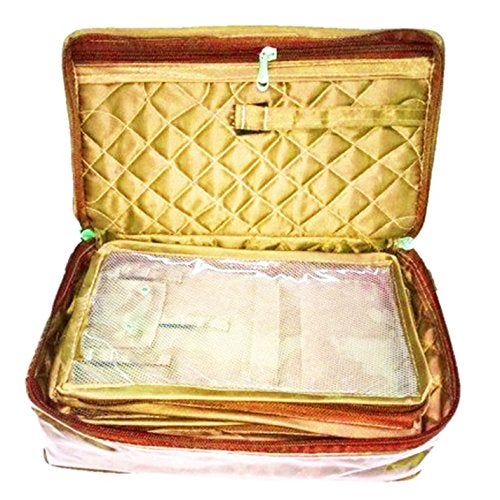 atorakushon Combo Jewelry EarringsTops Studs Half Set Vanity Case 5 Necklace Pouch Organizer Kit with 2 churi satin Wardrobe Organiser/Regular Makeup storage jewellery Vanity Box (Golden) - Image 3
