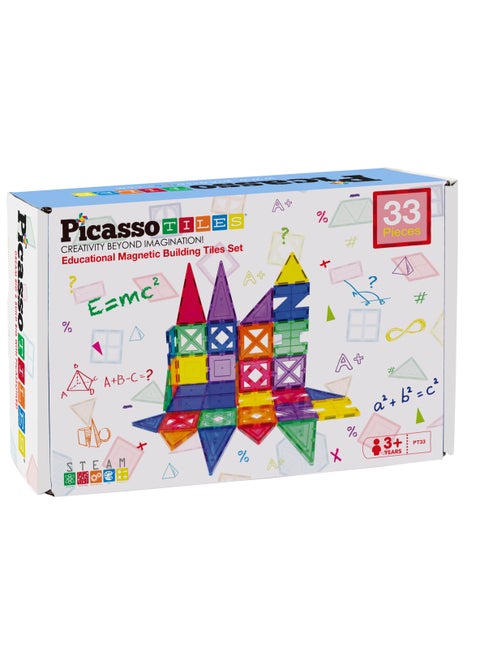 Magnetic Educational Building Tile Set 33 Pieces, Magnetic Tiles, Building Blocks, Educational Toy Set, Construction Building Kit For Child Brain Development