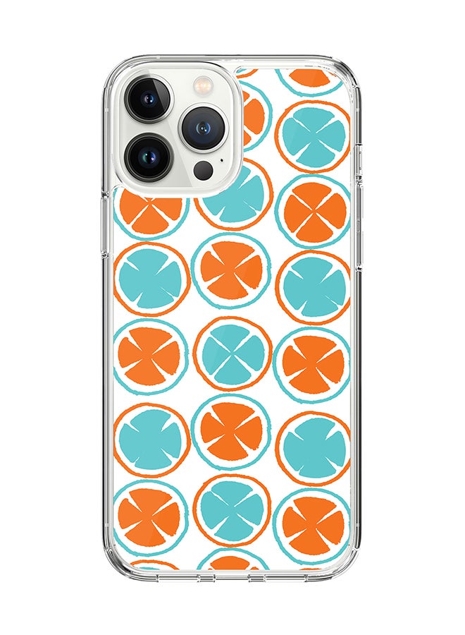 Classic Clear for Apple iPhone 14 Pro Max Case Hybrid Soft Cover Flexible Edges Anti Drop TPU PC Gel Thin Transparent Cover - Citric Circles Full Print