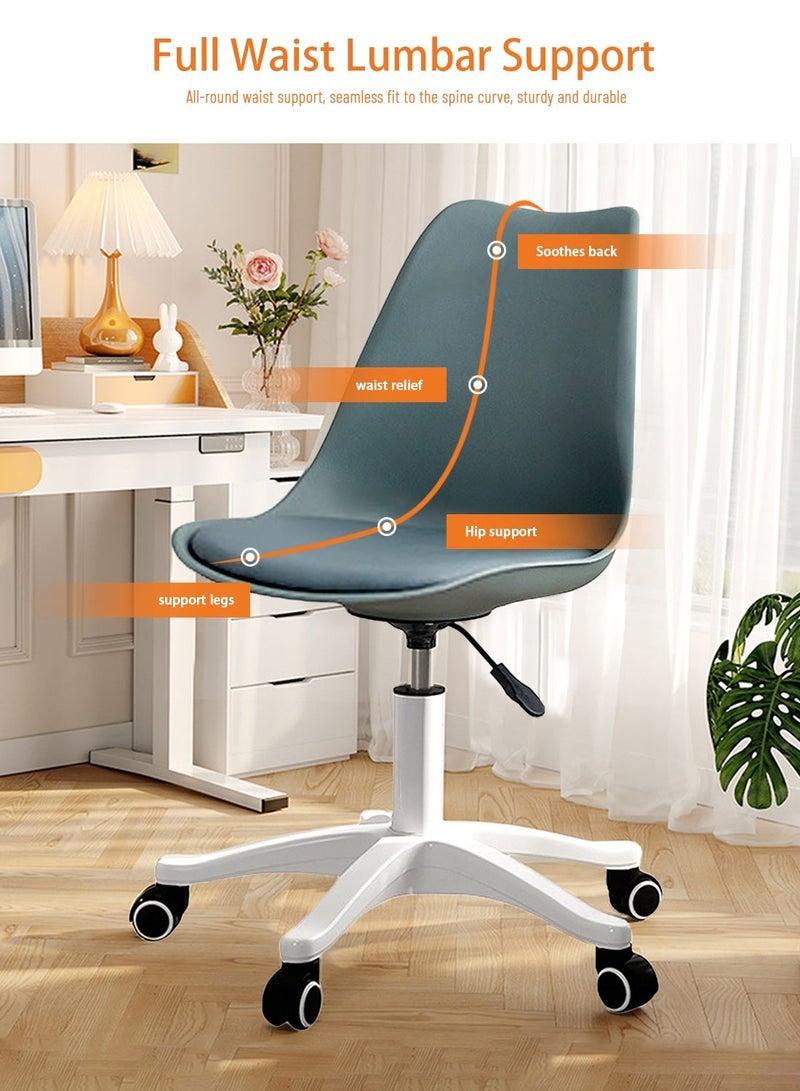 Sinyin Set of 5 Modern Grey Office Chairs with Soft Cushion Seat, Adjustable Height Swivel Desk Chair with Wheels, Nordic Study Chair for Home Office Bedroom Makeup Room - Image 2