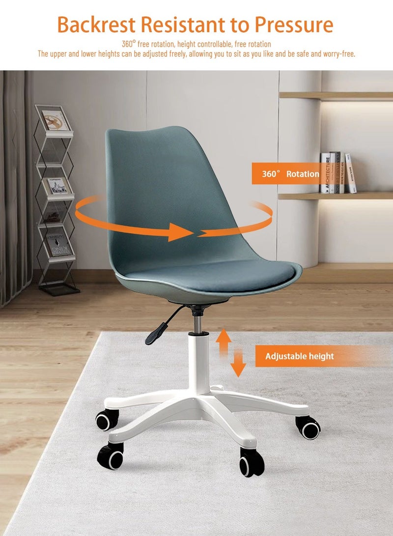 Sinyin Set of 5 Modern Grey Office Chairs with Soft Cushion Seat, Adjustable Height Swivel Desk Chair with Wheels, Nordic Study Chair for Home Office Bedroom Makeup Room - Image 3