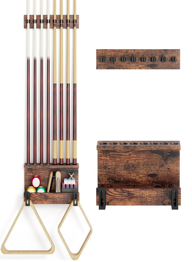 WHEARTED Wall Mount Pool Stick Holder, Billiards Pool Cue Rack Pool Table Accessories, 2026 Upgrade Pool Cue Holder for 8 Cues Sticks Storage, Cues Sticks Storage Rack Pool Table Equipment Organizer - Image 1