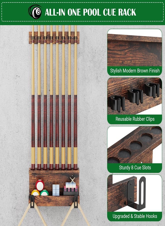 WHEARTED Wall Mount Pool Stick Holder, Billiards Pool Cue Rack Pool Table Accessories, 2026 Upgrade Pool Cue Holder for 8 Cues Sticks Storage, Cues Sticks Storage Rack Pool Table Equipment Organizer - Image 4