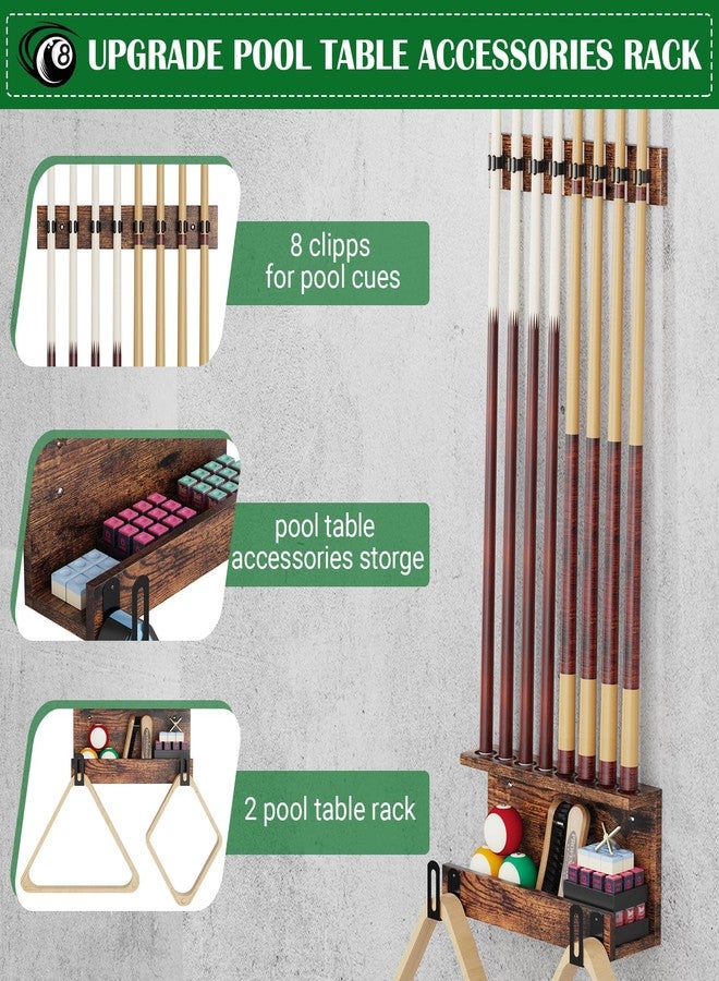 WHEARTED Wall Mount Pool Stick Holder, Billiards Pool Cue Rack Pool Table Accessories, 2026 Upgrade Pool Cue Holder for 8 Cues Sticks Storage, Cues Sticks Storage Rack Pool Table Equipment Organizer - Image 5