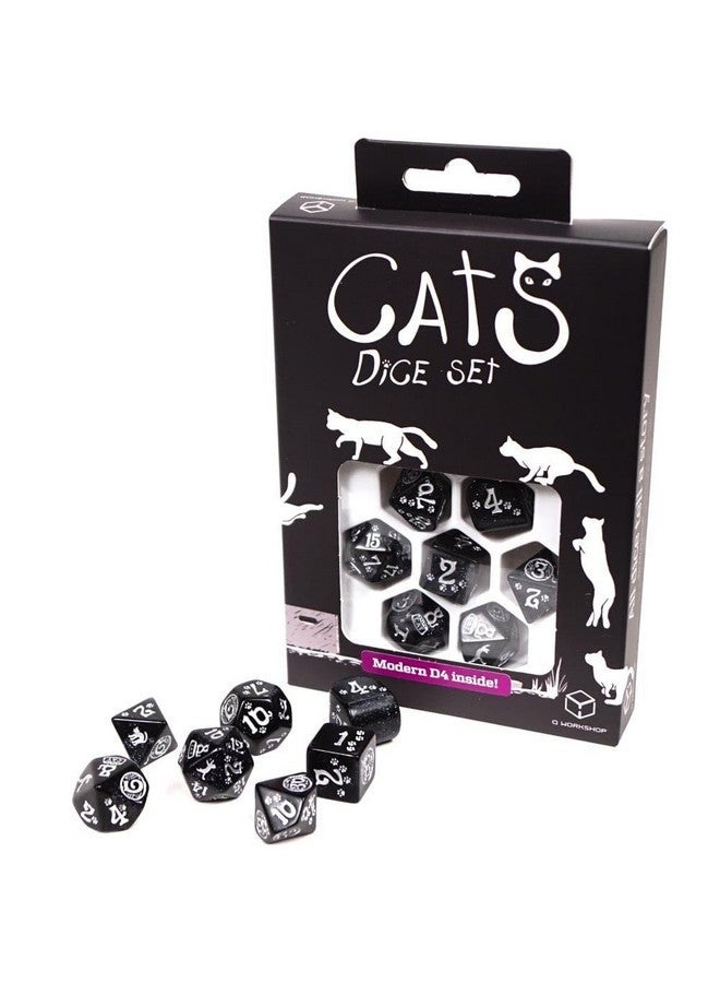 Q Workshop Cats Modern Dice Set Waffle - Image 1