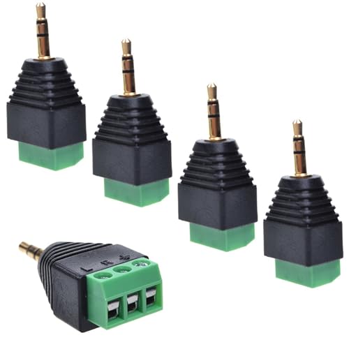 YTYKINOY 5 Pieces 3.5mm (1/8inches) Stereo Audio Male to AV 3-Screw Terminal Female Phoenix Adapter Connector - Image 3