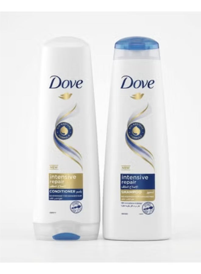 Dove Intensive Repair Duo Set - Shampoo (350ml) & Conditioner (350ml) for Damaged Hair - Image 1