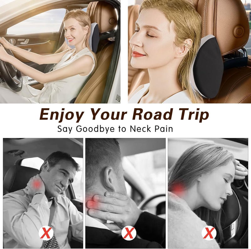 SPRFUFLY Cozy Car Headrest Pillow, Car Pillow for Driving with Adjustable Strap, Breathable Removable Cover & Ergonomic Design - Softness Travel Car Neck Pillow(Moonlight Silver, 1PC) - Image 5