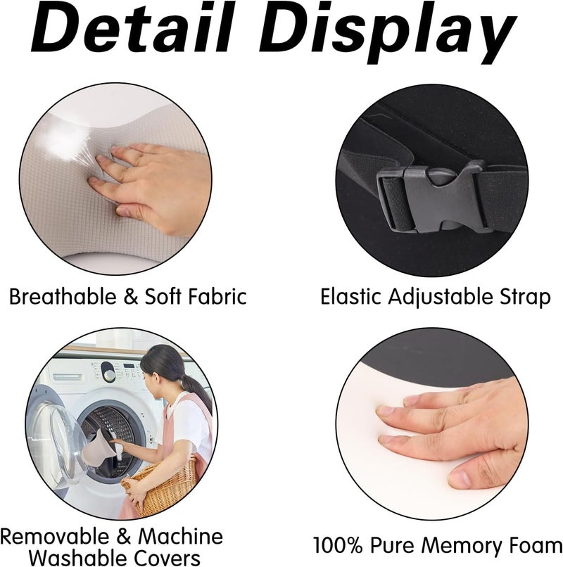 SPRFUFLY Cozy Car Headrest Pillow, Car Pillow for Driving with Adjustable Strap, Breathable Removable Cover & Ergonomic Design - Softness Travel Car Neck Pillow(Moonlight Silver, 1PC) - Image 3