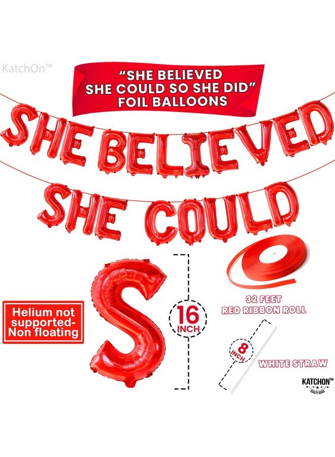 KatchOn, Red She Believed She Could So She Did Balloons - 16 Inch | Congrats Balloons for Congratulations Decorations | Graduation Class of 2025 for Graduation Decorations 2025 - Image 4